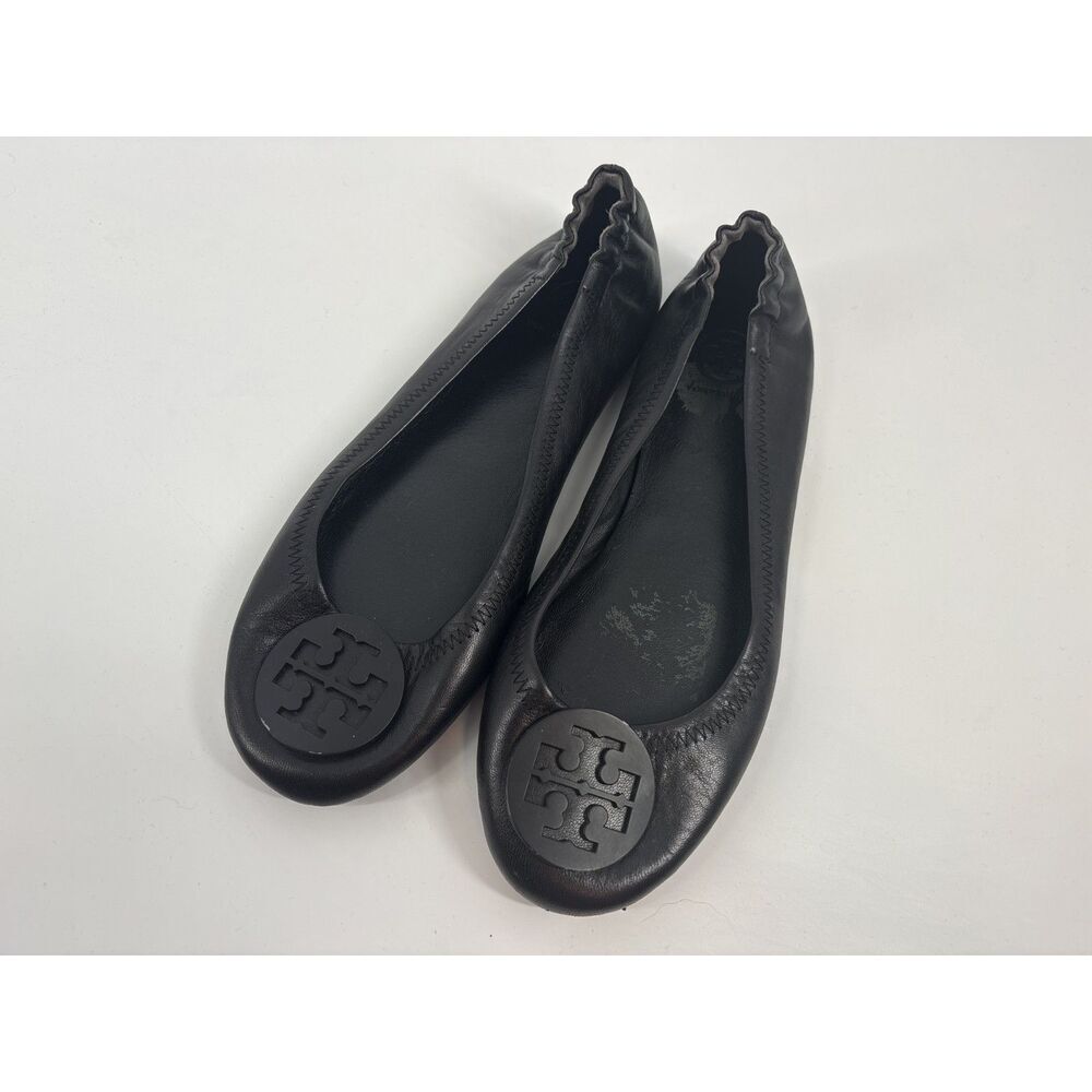 Tory Burch Black Leather Reva Ballet Flats